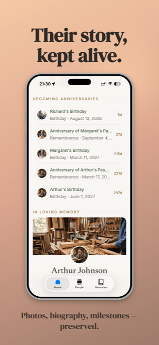 Living timeline and milestones screen
